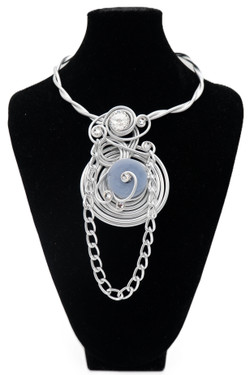 Denim Blue Stone & Chain Twist Wire Necklace SKU 31217 from Jeff Lieb