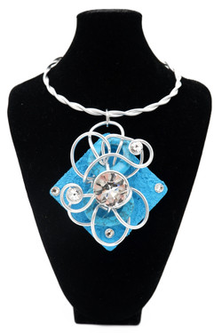 Blue Geo Twist Wire Statement Necklace SKU 31225 from Jeff Lieb