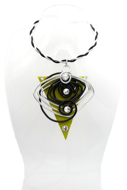 Chartreuse & Black Twist Wire Necklace SKU 31229 from Jeff Lieb