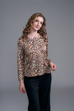 Front of the Cheetah Print Satin Scoopneck Tee style BCT6757PR from Insight