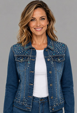 Front of the Starlight Rider Jacket style J17MEDTS from Ethyl in the color blue