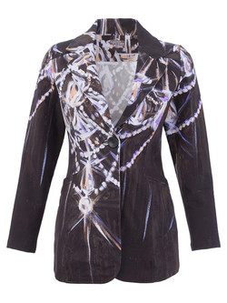 Front of the Chandelier Print Blazer style 76657 from Dolcezza in the multi print