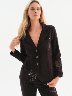 Front of the Love Bling Blazer style 76161 from Dolcezza in the color black