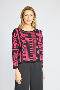 Front of the Modernist Mix Topper Sweater style 941700 from Olivia in the color magenta