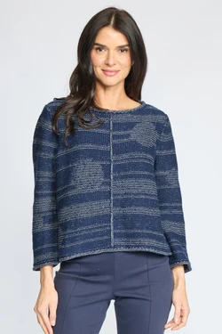Front of the Connect The Dots Pullover Top style 932776 from Olivia in the color navy