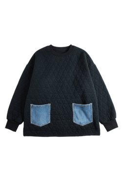 Front of the Glenna Quilted Pullover Top style 5949 from Shannon Passero in the color black