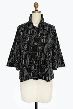 Front of the Glitter & Rhinestone Short Jacket style 5103 from Damee in the colors black and silver