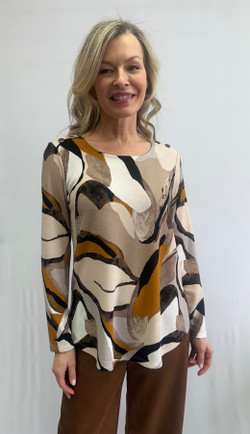 Front of Button Shoulder Long Sleeve Top style 102361 from Soft Works