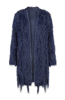 Front of the Fuzzy Open Front Knit Cardigan style LMC012SE14 from Liverpool Jeans in the color navy