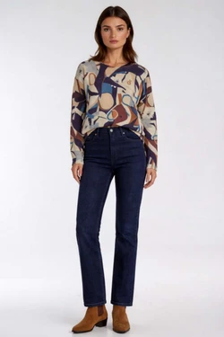 Front of the Mosaic Crew Neck Sweater style SW064 from Carreli Jeans in the mosaic print