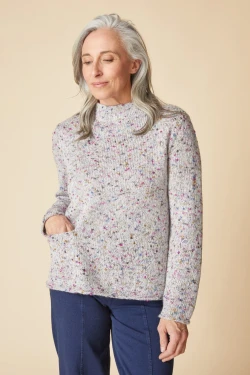 Front of the Aurora Knit Sweater Top style 81142 from Habitat in the color dove