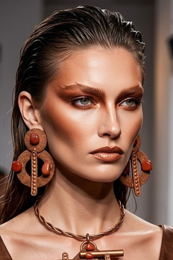 Front of the Brown Textured Hoop Stud Back Earrings SKU 31909 from Jeff Lieb