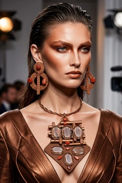 Front of the Brown Textured Statement Twist Wire Necklace SKU 31910 from Jeff Lieb