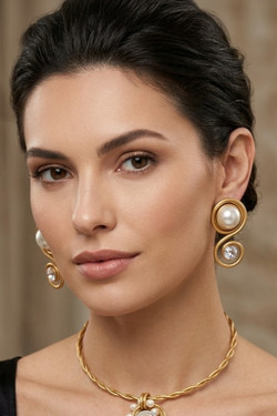 Front of the Bling & Pearl Stud Back Earrings SKU 31923 from Jeff Lieb