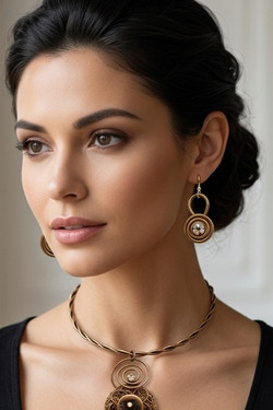 Front of the Bronze Spiral Pendant Earrings SKU 31925 from Jeff Lieb