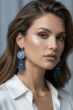 Front of the Blingy Denim Blue Pendant Earrings SKU 31927 from Jeff Lieb