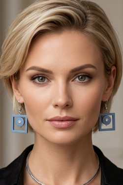 Front of the Blingy Blue Squares Pendant Earrings SKU 31936 from Jeff Lieb