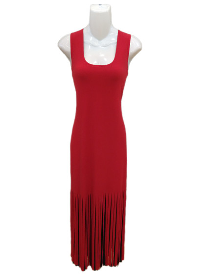 Front of the Reversible Fringe Dress from Eva Varro in the color red