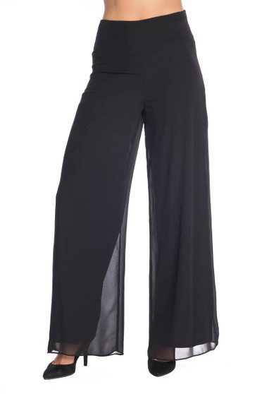 Front of the Chiffon Wide Leg Pants from Last Tango in the color black