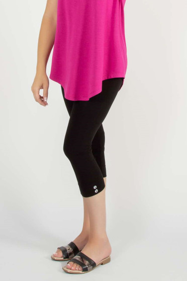 Side of the Studded Capri Leggings from Pure Essence in the color black