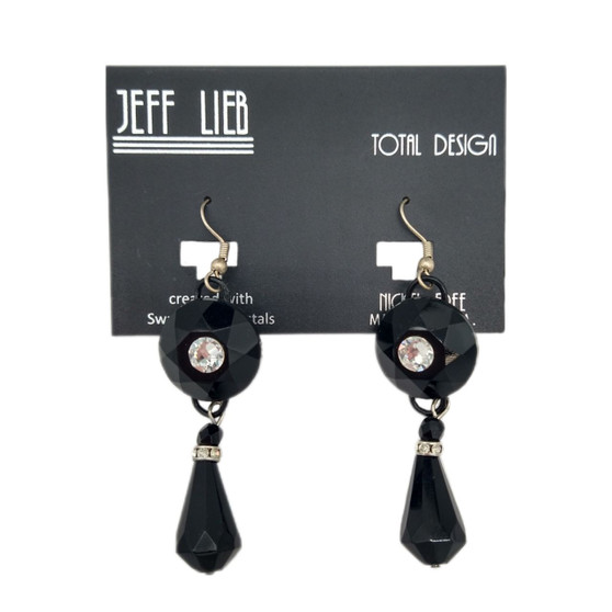 Front of the Black Gem Pendant Earrings from Jeff Lieb