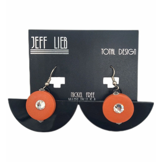 Front of the Orange Half Circle Earrings from Jeff Lieb