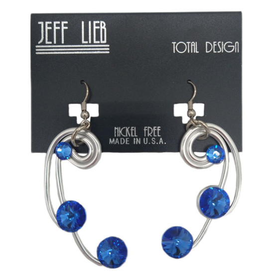 Front of the Silver Swirl Earrings with Blue Stones from Jeff Lieb