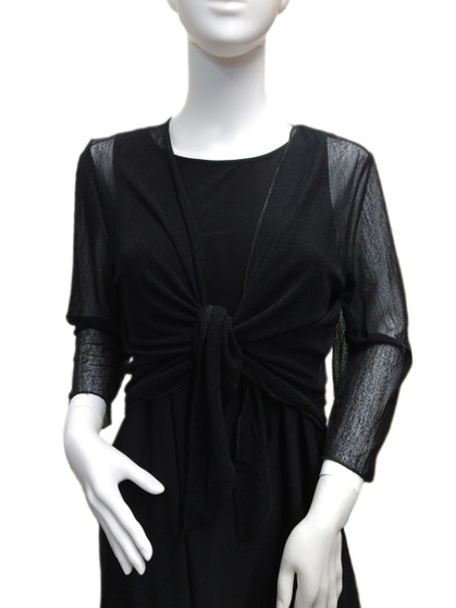 Front of the Mesh Tie Bolero from Fashion Cage in the color black