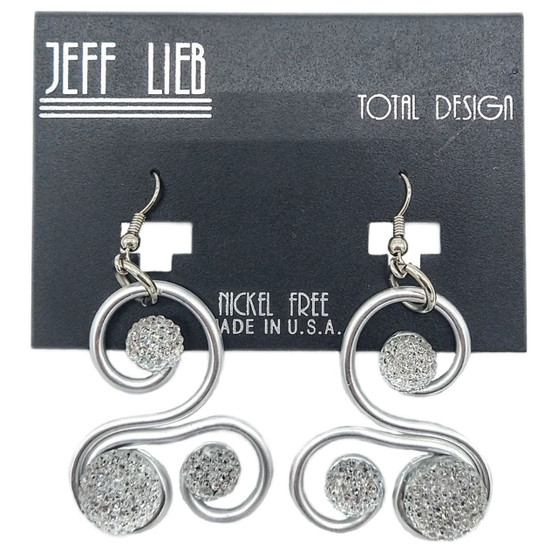 Front of the Silver Crystal Swirl Earrings SKU 686 from Jeff Lieb