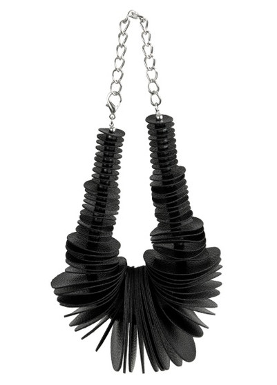 Front of the Black Disco Necklace style AC035 from Kozan