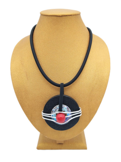 Front of the Patricia Rubber Statement Necklace from OC Designs