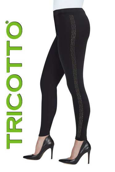 Side of the Swirl Bling Leggings from Tricotto in the color black