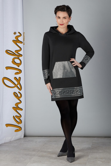 Front of the Bling Hooded Dress from Jane & John in the color black