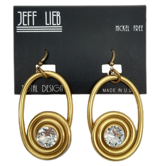 Front of the Golden Oval Spiral Earrings from Jeff Lieb