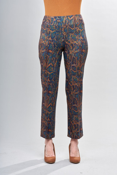 Front of the Snake Print Scuba Pant from Insight in the color orange python