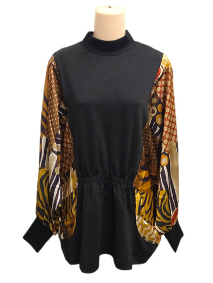 Front of the multicolor Animal Print Dolman Sleeve Top from Berek