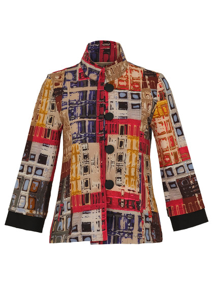 Front of the multicolor Printed Swing Jacket from Dolcezza