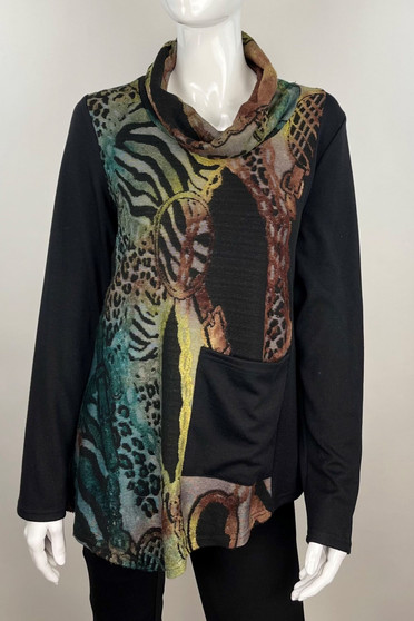 Front of the multicolor Textured Animal Print Top from Radzoli