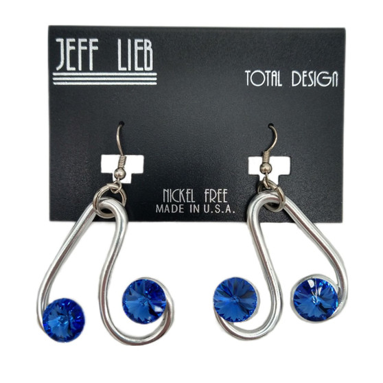 Front of the Blue and Silver Pendant Earrings from Jeff Lieb