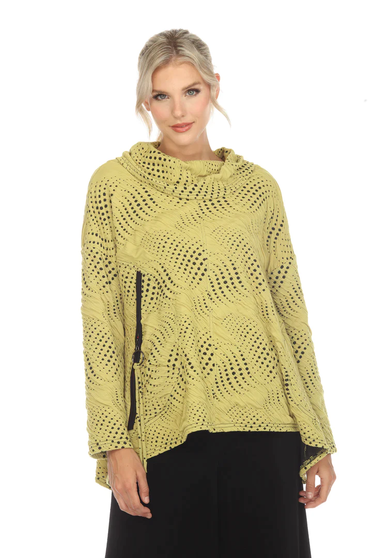 Front of the Cowl Neck Dotted Top from Moonlight in the color yellow