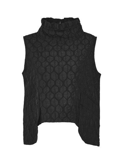 Front of the Embossed Pull-Over Vest from Ever Sassy in the color black