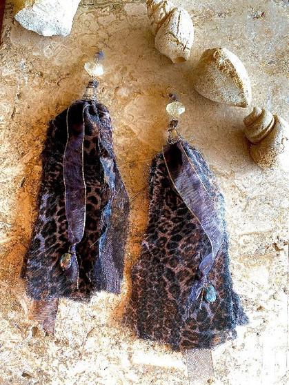 Front of the Roshena Fabric Statement Earrings from Water and Wave