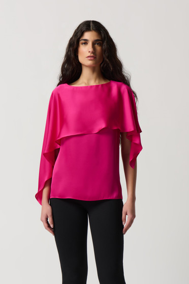 Front of the Satin Layered Top from Joseph Ribkoff in the color pink