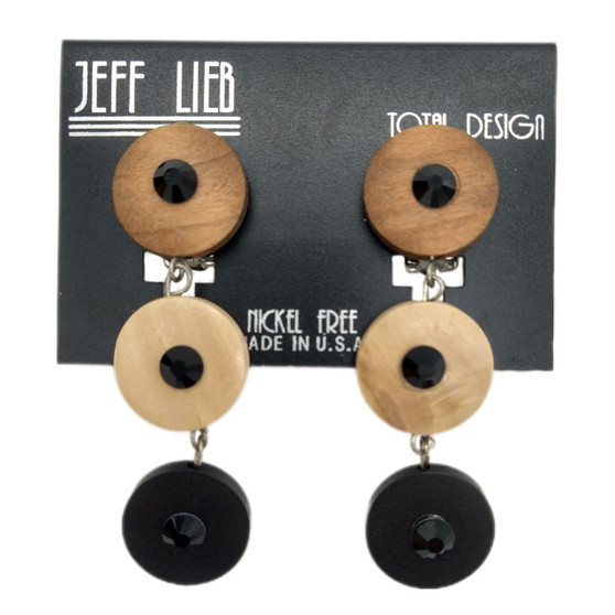 Front of the Wooden Circles Clip-On Earrings SKU 24534 from Jeff Lieb