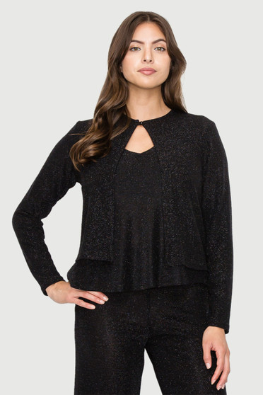 Front of the Sparkle Shrug from Last Tango in the color black