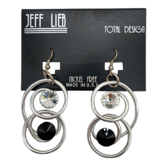 Front of the Silver and Black Spiral Earrings SKU 25001 from Jeff Lieb