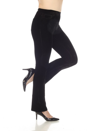 Side of the Velvet Pull-On Pants from AZI Jeans in the color black