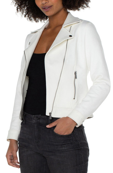 Side of the White Frost Moto Jacket from Liverpool Jeans