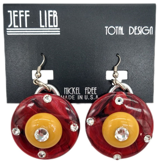 Front of the Red and Orange Pendant Earrings SKU 25269 from Jeff Lieb