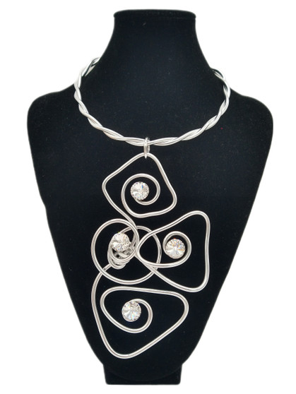 Front of the Silver Statement Twist Wire Necklace SKU 25207 from Jeff Lieb